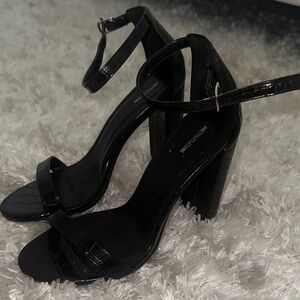 PrettyLittleThing Glossy Black Croc Heels